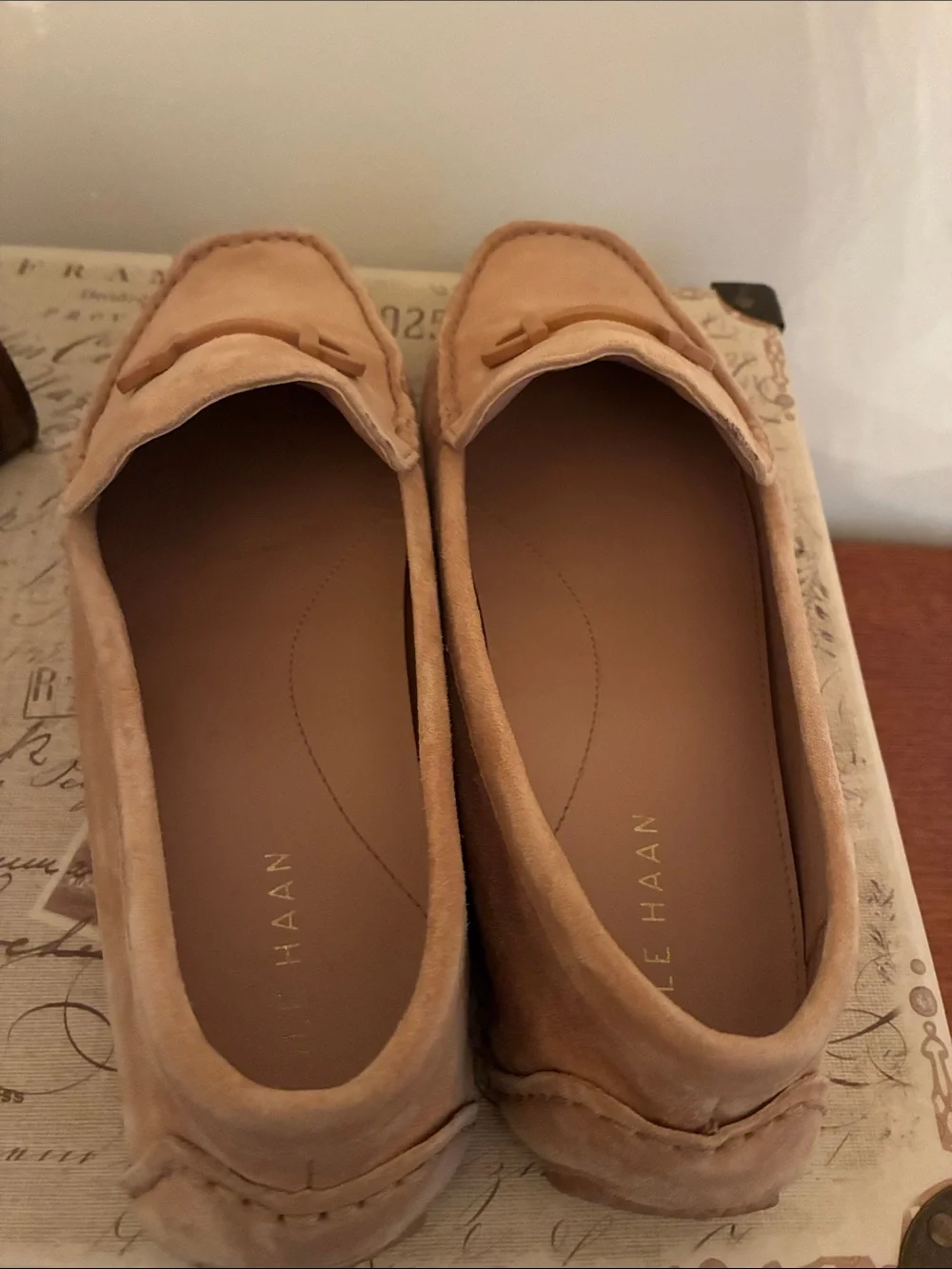 Cole Haan Tan Suede Bit-Trim Loafers